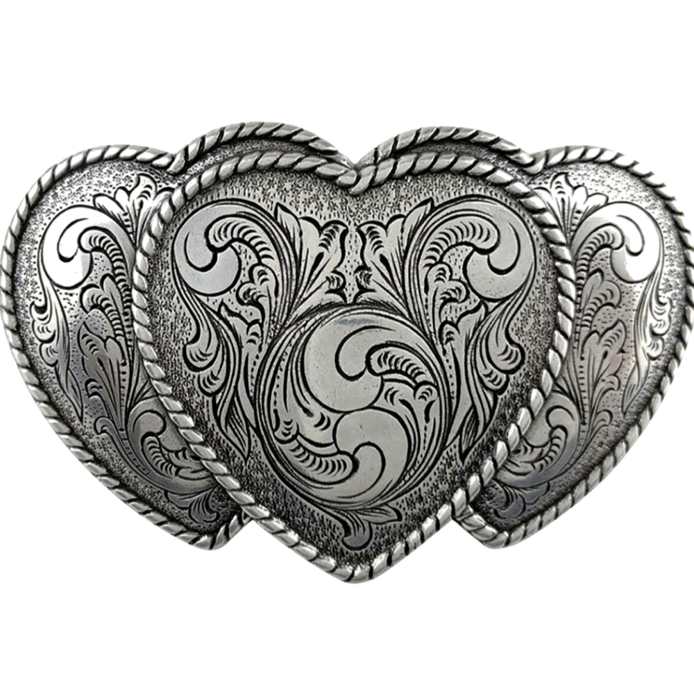 New 3 heart 3 hearts triple hearts belt buclle